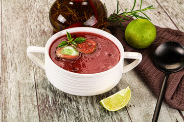 Sweet watermelon gazpacho with cucmber