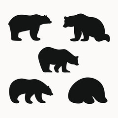 Fototapeta premium Five Silhouette Bear Illustrations Perfect for Wildlife Designs