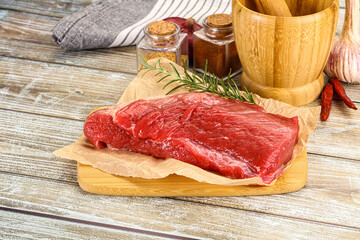 Raw beef flesh for cooking