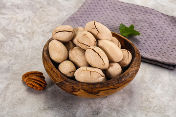 Crunchy pecan nut in the bowl