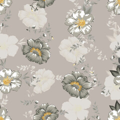 All Over Flower Design Seamless Pattern With Some Texture Digital Print Textile