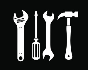 Hammer Wrench  Pipe wrench and screw driver vector 