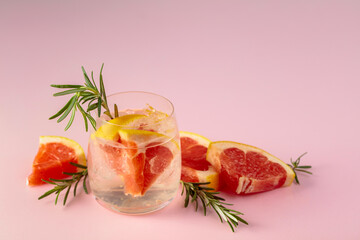 Summer refreshing drink with ice and grapefruit.