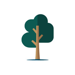 Fototapeta premium Simple green tree flat design icon illustration