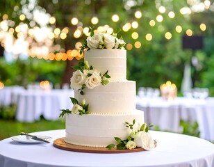 Elegant wedding cake outdoors (1)
