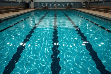 Swimming Pool Lanes. A view of the lanes in a competitive swimming pool