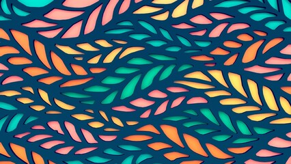 Abstract 3d leaf summer and tropical pattern set. Trendy colorful leaf designs collection. Tropical and summer themed contemporary art wallpaper or background