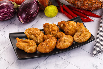 Tibetian fried momo stuffed dumplings