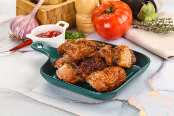 Grilled pork neck meat shashlik
