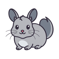 Simple Cartoon Illustration Cute Chinchilla Pet Rodent Animal Character