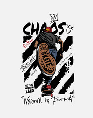 graphic art style man running on skateboard vector illustration hand drawn - not auto trace	
