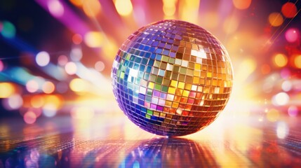 Obraz premium Disco ball reflecting light on dance floor