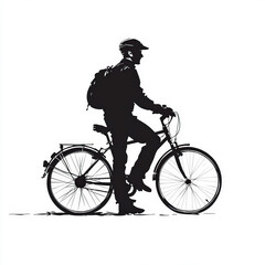 Obraz premium biker silhouette , black and white illustration isolated on white background