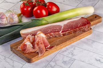 Dry parma pork meat piece