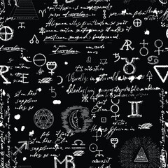 Mystical seamless pattern with esoteric symbols
