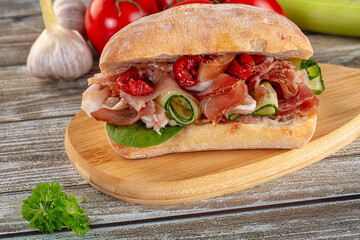 Ciabatta with cured parma and tomato