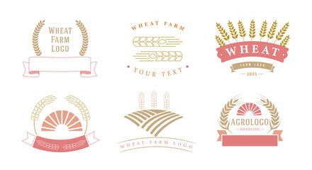 Agriculture wheat ears badges. Agriculture sticker and label, wheat