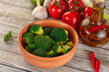 Boiled broccoli cabbage in the bowl