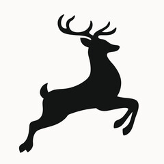 Majestic Reindeer Silhouette Leaping Deer Vector Illustration