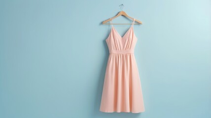 Close-Up of a Pastel-Colored Dress on a Hanger Against a Light Background