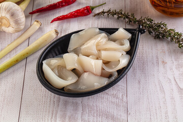 Raw squid rings for cooking