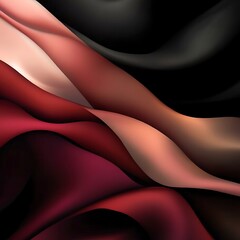 Obraz premium Luxurious black and red satin silk fabric with a soft, smooth, wavy texture for a stylish background