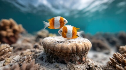 Two small fish on coral