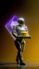 Robotic waiter with burger