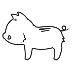 横向きのイノシシの線画