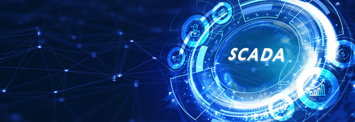 Obraz premium System Supervisory Control And Data Acquisition technology concept. SCADA. 3d illustration