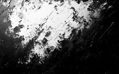 close-up of textured surface with rough black and white peeling paint creating abstract contrast and dramatic effect