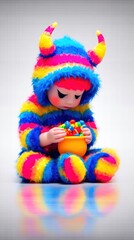 Colorful creature with candy