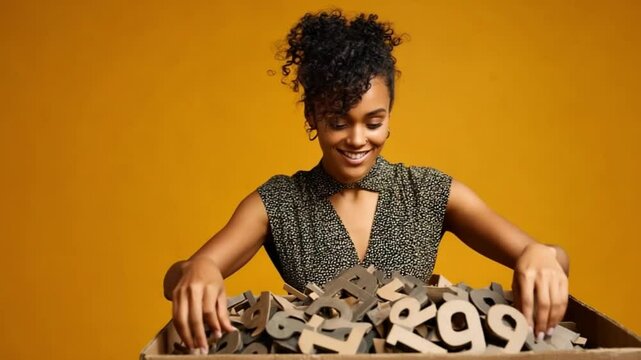 The Mindful Quant: An intelligent woman is engrossed in the exploration of numbers in an illustrative studio setting. Capturing intellect, thought and calculation.