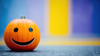 Happy pumpkin on pavement