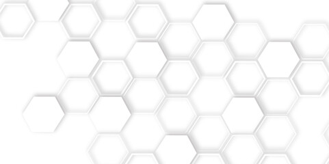 Abstract geometric technology 3d white light structure technology out line hexagon polygonal honeycomb luxury pattern vector background.	