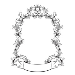 decorative vintage baroque frame with floral ornament illustration art