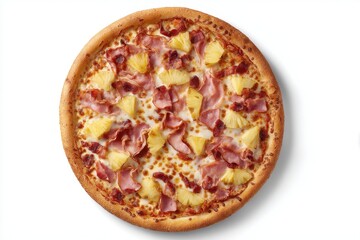 Hawaiian pizza with ham and pineapple slices