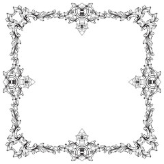 decorative vintage baroque frame with floral ornament illustration art
