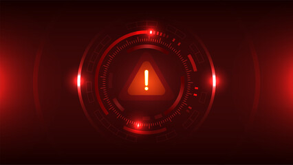 HUD Warning Spam Interface Vector with Alert Display Screen UI and Critical Danger Alarm Caution.