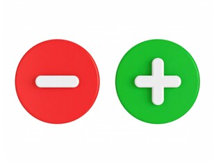 Circular Plus and Minus Icons: A Minimalist 3D Design