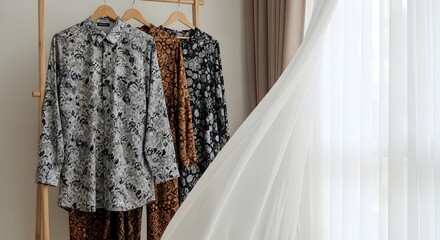 Stylish patterned shirts on display