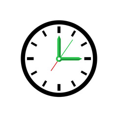 Simple Green Clock Icon: Minimalist Time Management Graphic Design Element