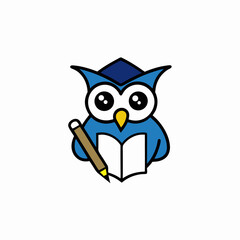 wise owl with book