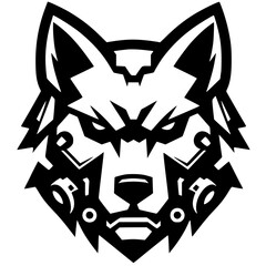 Silhouette of a wolf robot head