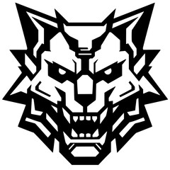 Silhouette of a wolf robot head