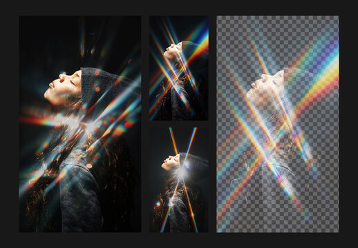 Vertical Diffraction Photo Effect Mockups