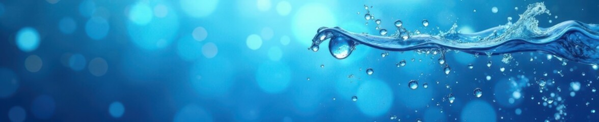 Vibrant blue background with glistening water condensation, background, reflection