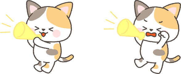 メガホンで応援するみけねこ　黄色組セット