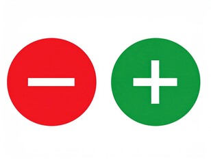 Fototapeta premium Simple Red and Green Circle Plus and Minus Symbols