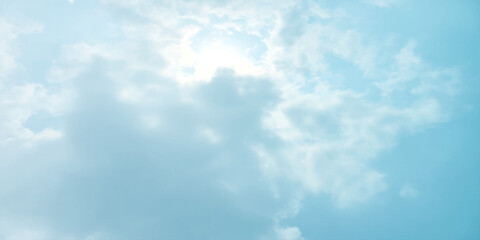 sunny sky blue light watercolor background. Aquarelle painting brush effect card paper textured canvas cloudy smoke space for text, entertaining card, template. aquamarine color graphics illustration